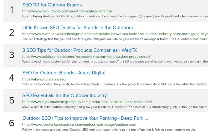 Deep Fork Production Outdoor SEO Ranking