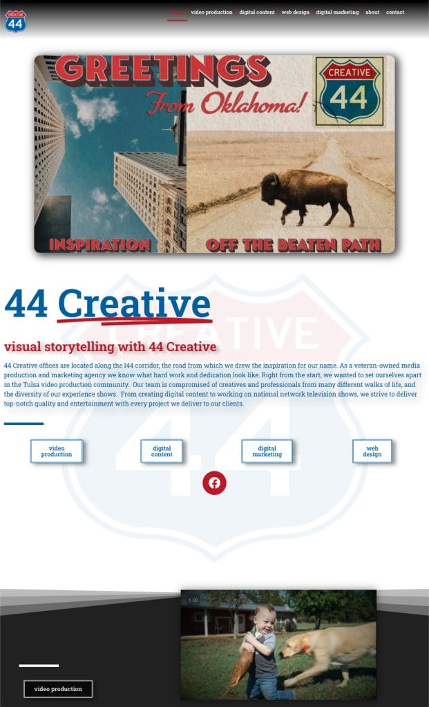 Screen Shot of 44 Creative website on a large screen.