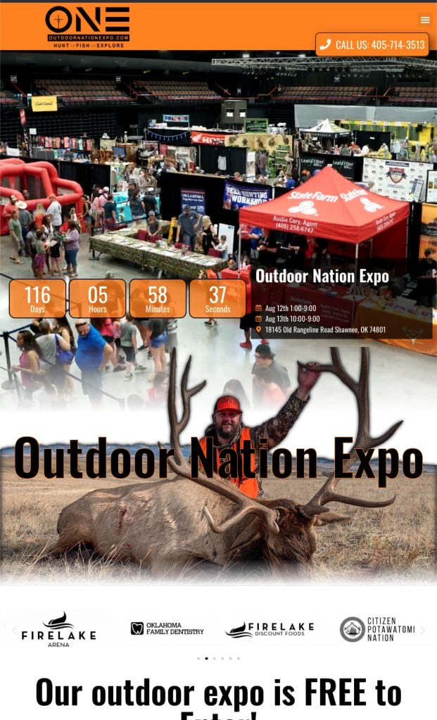 Screen Shot of the Outdoor Nation website on a full sized screen